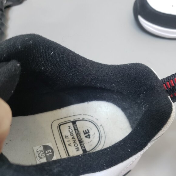 Nike Mens Air Monarch IV 416355-101 White black red Running Shoes Sneakers Sz 13 - Picture 7 of 12